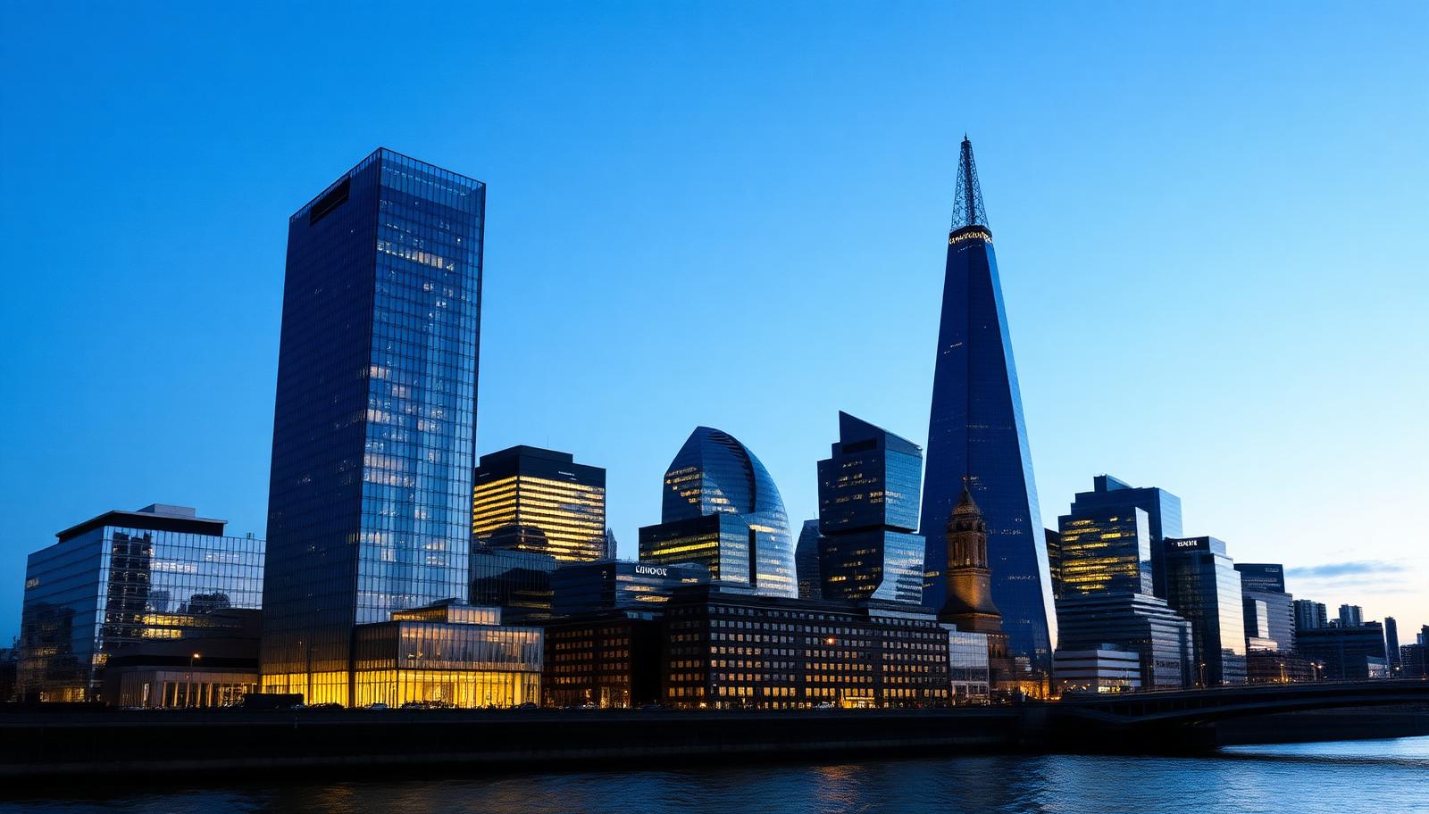 Modern City of London skyline at dusk representing FCA supervisory priorities for regulated firms